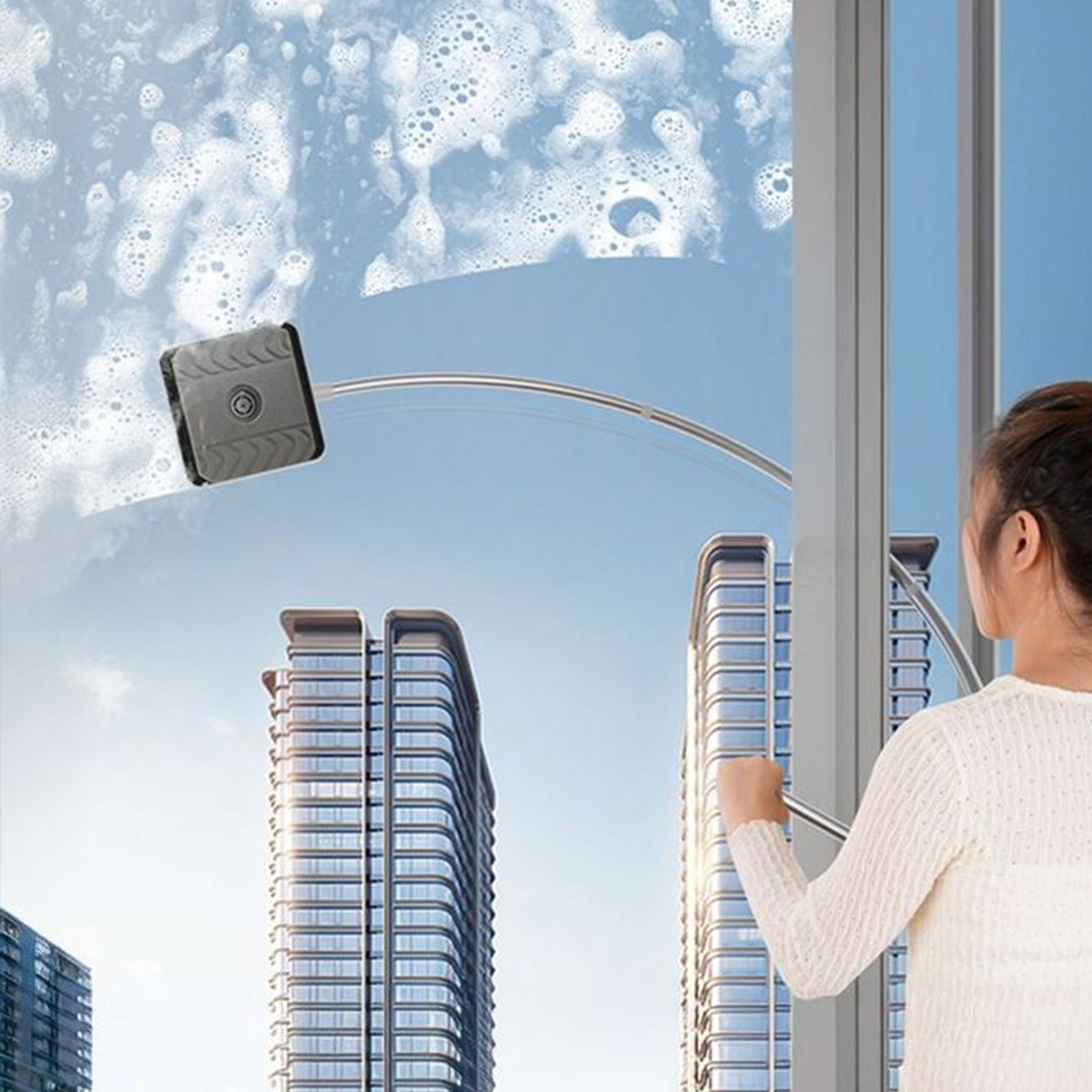 أداة تنظيف النوافذ مزدوج الجانبين قابلة للتمديد - الصورة 2